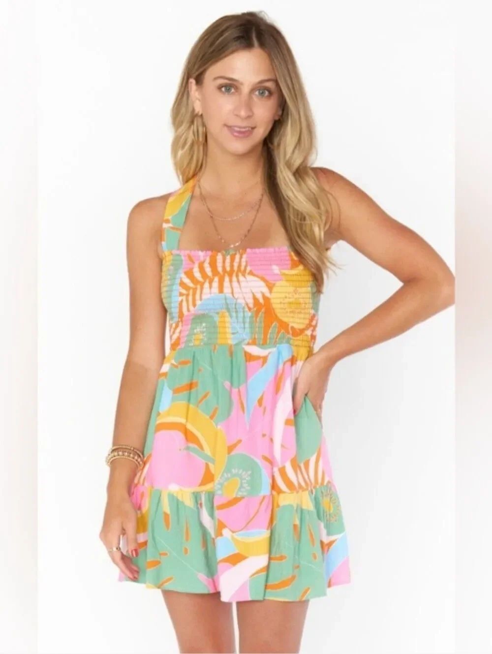 Show Me Your MuMu Pink Multicolor Collins Minidress Women’s Sz Small